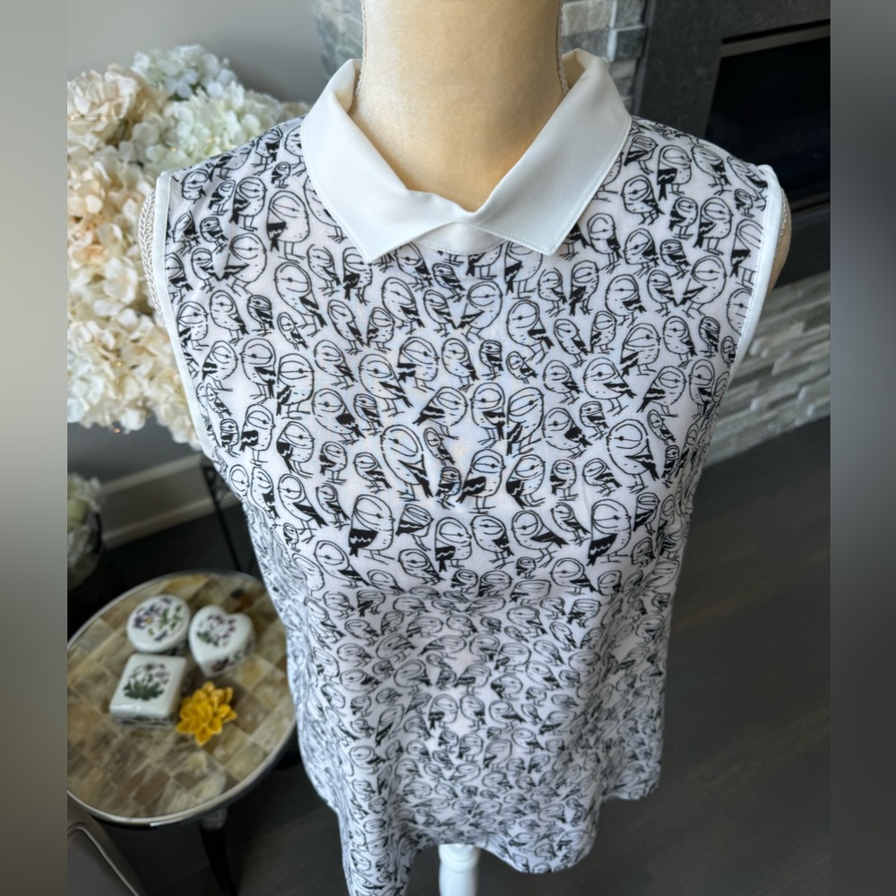 Women’s Collared Blouse. Little Birds by Herry. Size 40 ( US M)